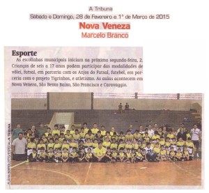 Anjos do Futsal no Jornal A Tibuna - 28/02/2015 e 01/03/2015