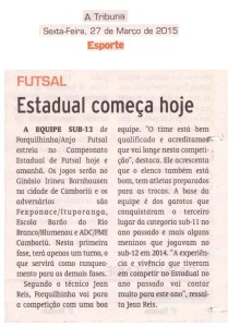 Anjos do Futsal no Jornal A Tribuna - 27/03/2015