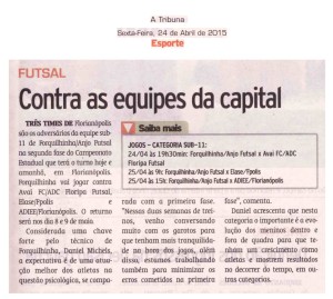 Anjos do Futsal no Jornal A Tribuna - 24/04/2015