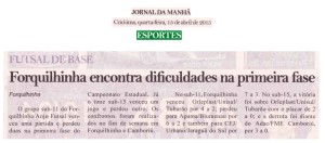 Anjos do Futsal no Jornal da Manhã - 15/04/2015