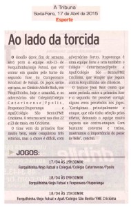 Anjos do Futsal no Jornal A Tribuna - 17/04/2015