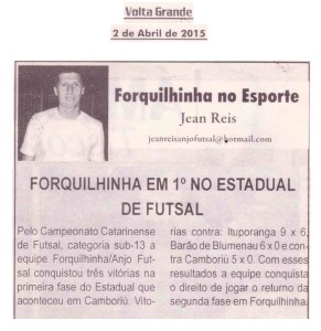 Anjos do Futsal no Jornal Volta Grande - 02/04/2015