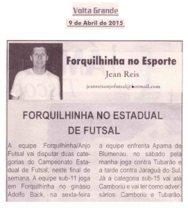 Anjos do Futsal no Jornal Volta Grande - 09/04/2015