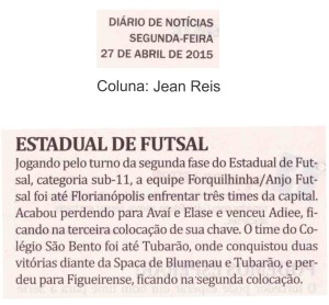 Anjos do Futsal no Jornal Diário de Notícias - 27/04/2015