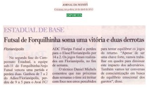 Anjos do Futsal no Jornal da Manhã - 28/04/2015