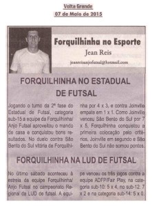 Anjos do Futsal no Jornal Volta Grande - 07/05/2015