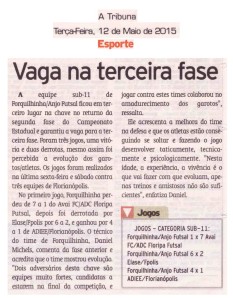 Anjos do Futsal no Jornal A Tribuna - 12/05/2015