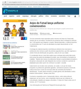 Anjos do Futsal no Portal Engeplus - 12/05/2015