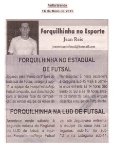 Anjos do Futsal no Jornal Volta Grande - 14/05/2015