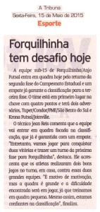 Anjos do Futsal no Jornal A Tribuna - 15/05/2015