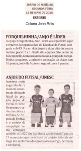 Anjos do Futsal no Jornal Diário de Notícias - 18/05/2015