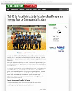 Anjos do Futsal no Portal Forquilhinha Notícias - 18/05/2015