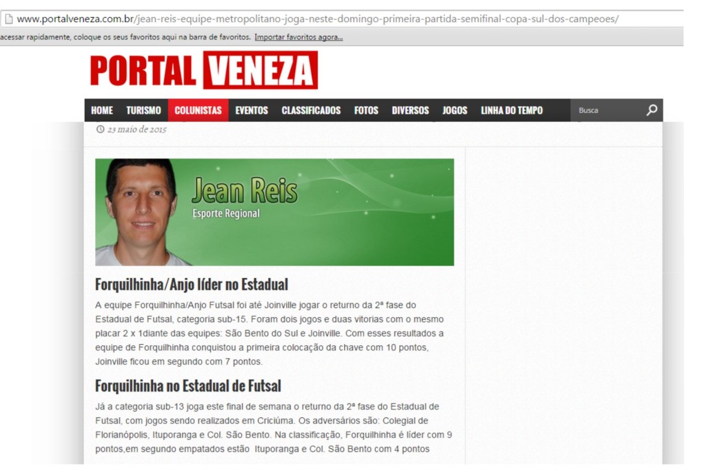 Anjos do Futsal no Portal Veneza - 23/05/2015
