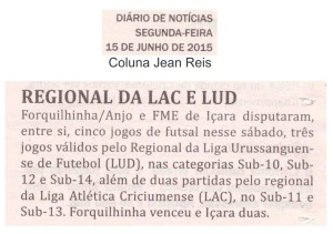 Anjos do Futsal no Jornal Diário de Notícias - 15/06/2015