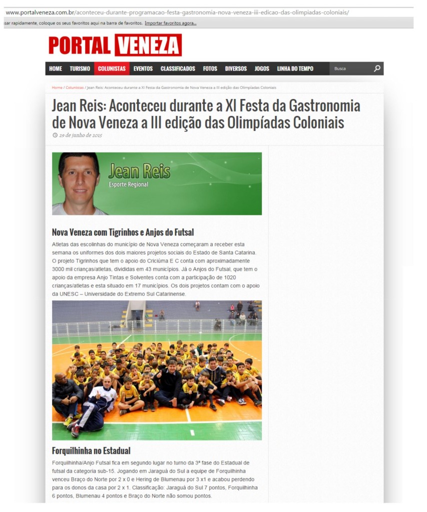 Anjos do Futsal no Portal Veneza - 29/06/2015