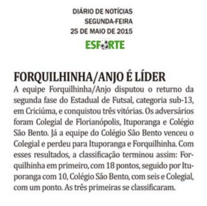 Anjos do Futsal no Jornal Diário de Notícias (DN) - 25/05/2015