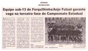 Anjos do Futsal no Jornal Volta Grande - 28/05/2015