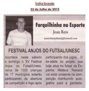 Anjos do Futsal no Jornal Volta Grande - 23/07/2015