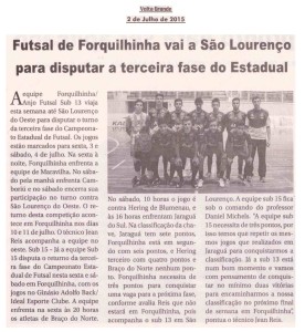 Anjos do Futsal no Jornal Volta Grande - 02/07/2015