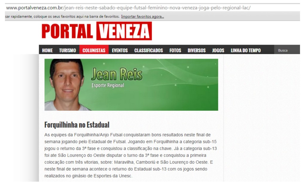 Anjos do Futsal no Portal Veneza - 10/07/2015