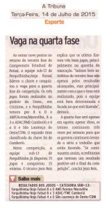 Anjos do Futsal no Jornal A Tribuna - 14/07/2015