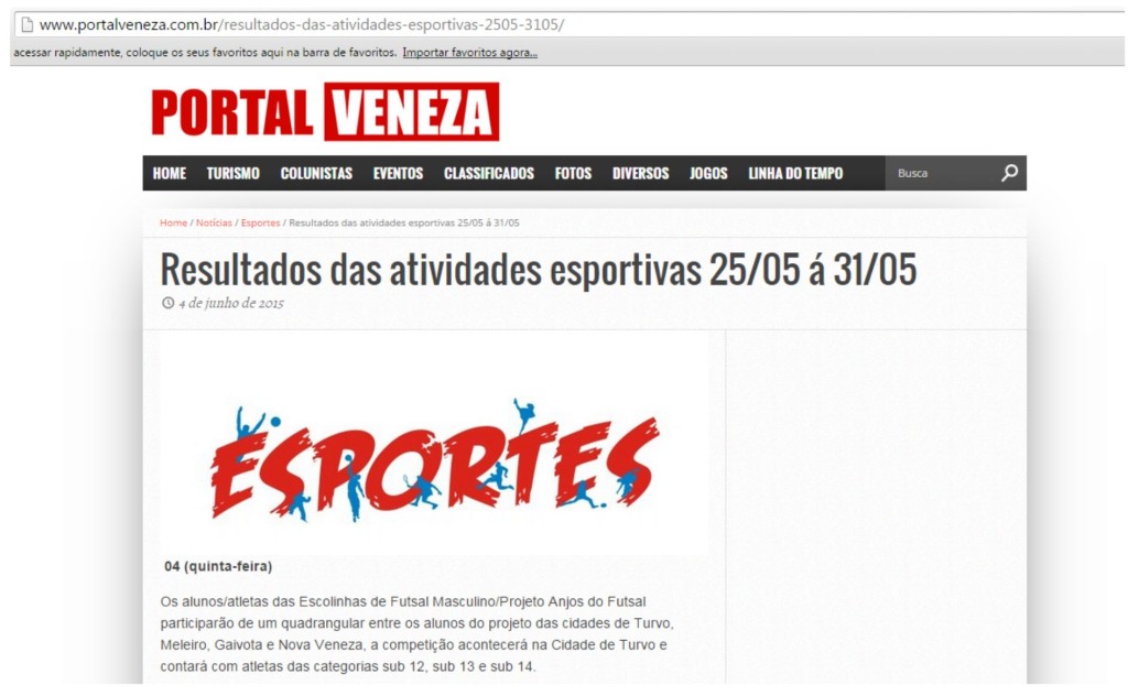 Anjos do Futsal no Portal Veneza - 04/06/2015