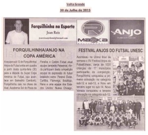Anjos do Futsal no Jornal Volta Grande - 30/07/2015