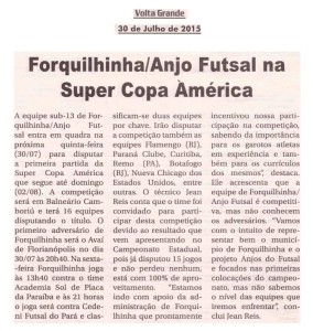 Anjos do Futsal no Jornal Volta Grande - 30/07/2015