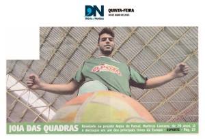 Anjos do Futsal no Jornal Diário de Notícias - 30/07/2015 - CAPA