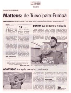 Anjos do Futsal no Jornal Diário de Notícias - 30/07/2015