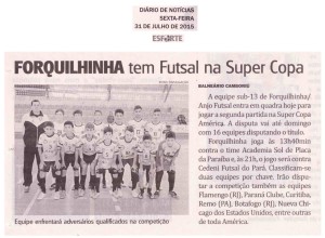 Anjos do Futsal no Jornal Diário de Notícias - 31/07/2015