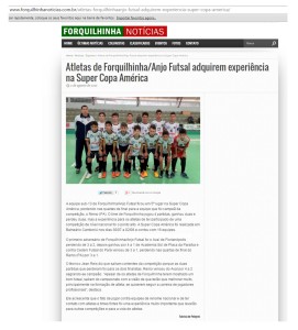 Anjos do Futsal no Portal Forquilhinha Notícias - 03/08/2015