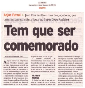 Anjos do Futsal no Jornal A Tribuna - 04/08/2015