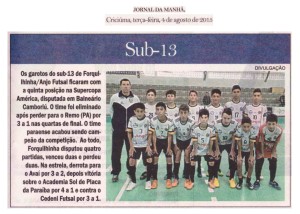 Anjos do Futsal no Jornal da Manhã - 04/08/2015