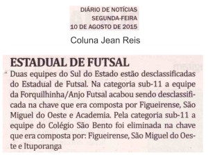 Anjos do Futsal no Jornal Diário de Notícias - 10/08/2015