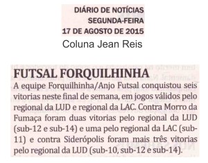 Anjos do Futsal no Jornal Diário de Notícias - 17/08/2015