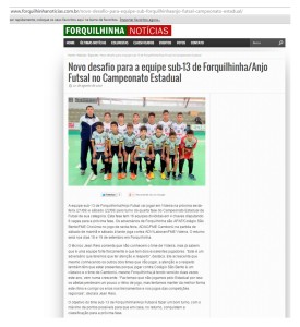 Anjos do Futsal no Portal Forquilhinha Notícias - 20/08/2015