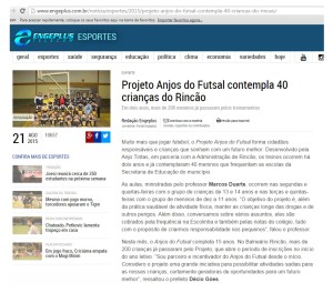 Anjos do Futsal no Portal Engeplus - 21/08/2015