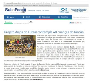 Anjos do Futsal no Portal Sul In Foco - 21/08/2015