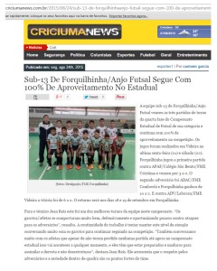 Anjos do Futsal no Portal Criciúma News - 24/08/2015