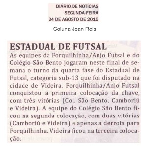 Anjos do Futsal no Jornal Diário de Notícias - 24/08/2015
