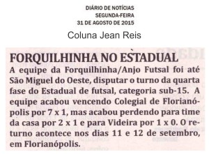 Anjos do Futsal no Jornal Diário de Notícias - 31/08/2015