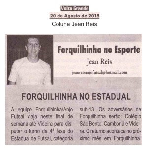 Anjos do Futsal no Jornal Volta Grande - 20/08/2015