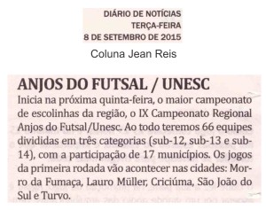 Anjos do Futsal no Jornal Diário de Notícias - 08/09/2015