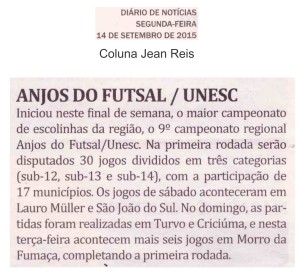Anjos do Futsal no Jornal Diário de Notícias - 14/09/2015
