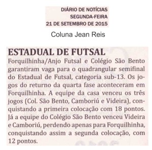 Anjos do Futsal no Jornal Diário de Notícias - 21/09/2015