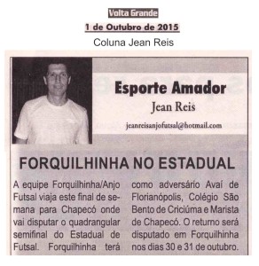 Anjos do Futsal no Jornal Volta Grande - 01/10/2015