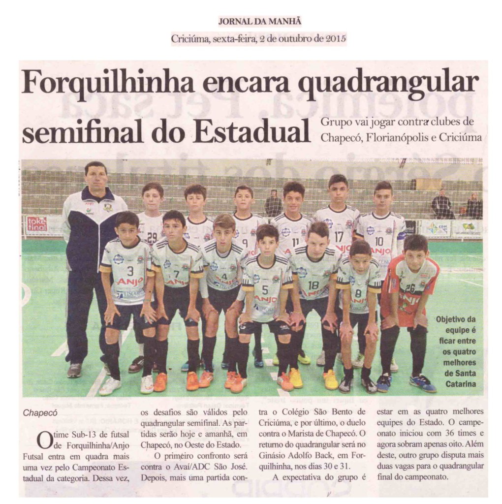 Anjos do Futsal no Jornal da Manhã - 02/10/2015
