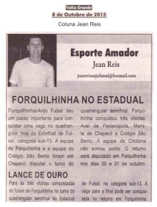 Anjos do Futsal no Jornal Volta Grande - 08/10/2015