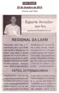 Anjos do Futsal no Jornal Volta Grande - 22/10/2015